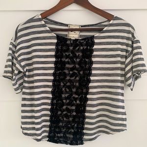 Pink Rose Women’s Size Medium Striped Lace Crop